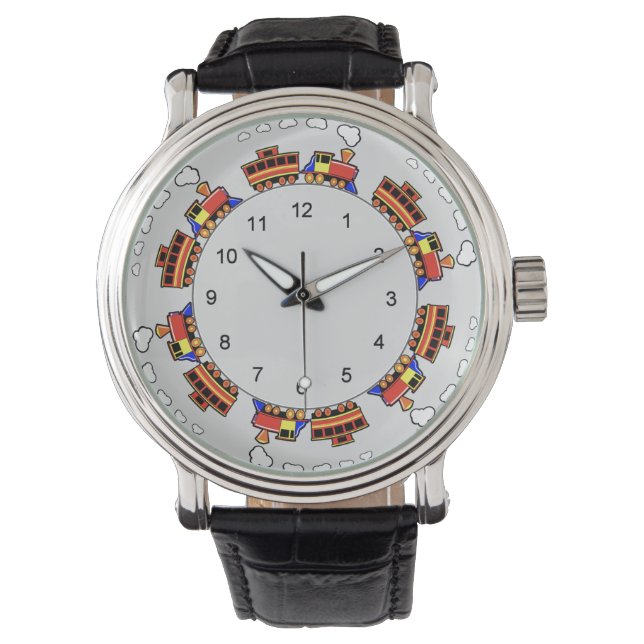 Farbenfrohe Niedliche Spielzeugbahn Motif Armbanduhr (Vorderseite)
