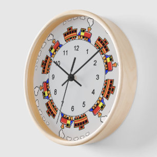 Farbenfrohe Niedliche Spielzeugbahn Motif Uhr