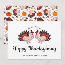 Farbenfrohe Niedliche Türkei Glückwunsch Thanksgiv Feiertagskarte