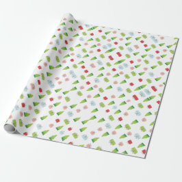 Farbenfrohe Niedliche Weihnachtsbaume und Geschenk Geschenkpapier