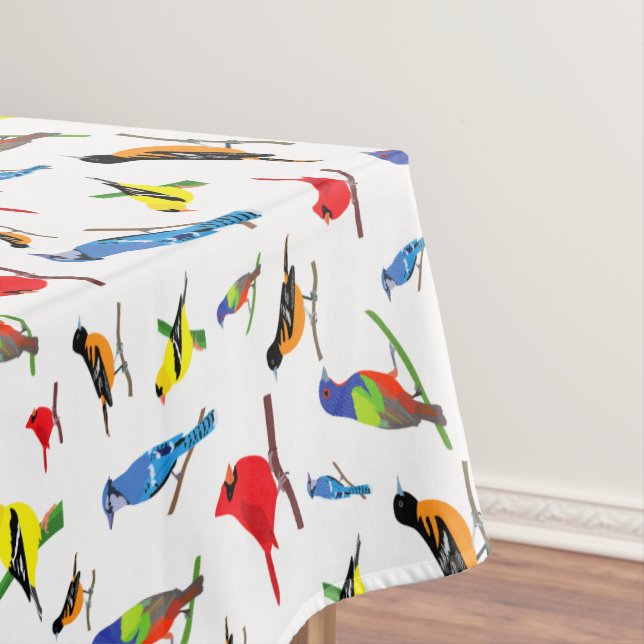 Farbenfrohe nordamerikanische Vogelmuster Tischdecke (Beispiel)