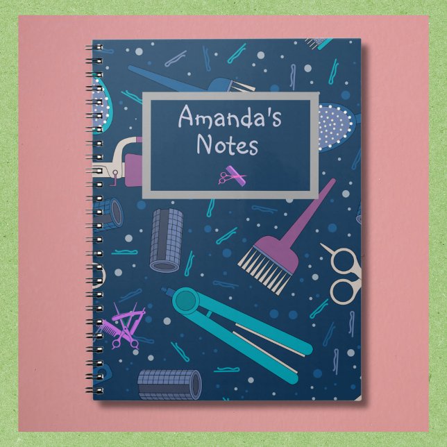 Farbenfrohe Notebook-Features Haarstyling-Tools Notizblock (Personalize this notebook for your favorite stylist.  )