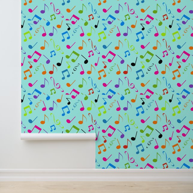 Farbenfrohe Notengestaltung Tapete (Anwendung)
