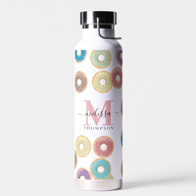 Farbenfrohe Nudeln und Sprinklen Monogramm Trinkflasche (Links)