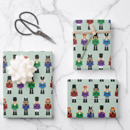 Farbenfrohe Nussknacker Geschenkpapier Set
