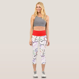 Farbenfrohe offene Herzen Capri Leggings