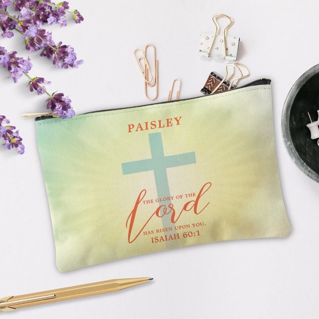 Farbenfrohe Ombre Cross Bible Verse Personalisiert Zubehörtasche (Von Creator hochgeladen)