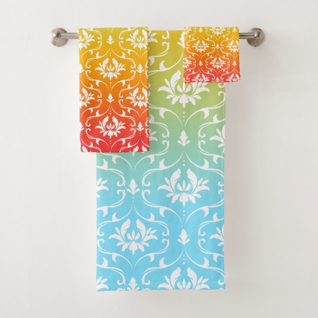 Farbenfrohe Ombre & Damask Badhandtuch Set (Insitu)