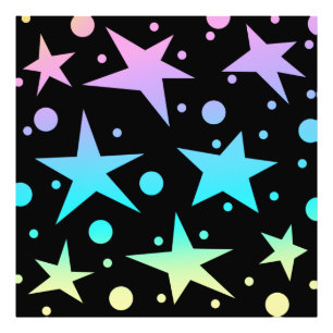 Farbenfrohe Ombre Stars und Polka Dots Collection Fotodruck