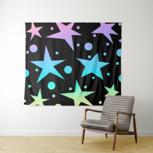 Farbenfrohe Ombre Stars und Polka Dots Collection Wandteppich