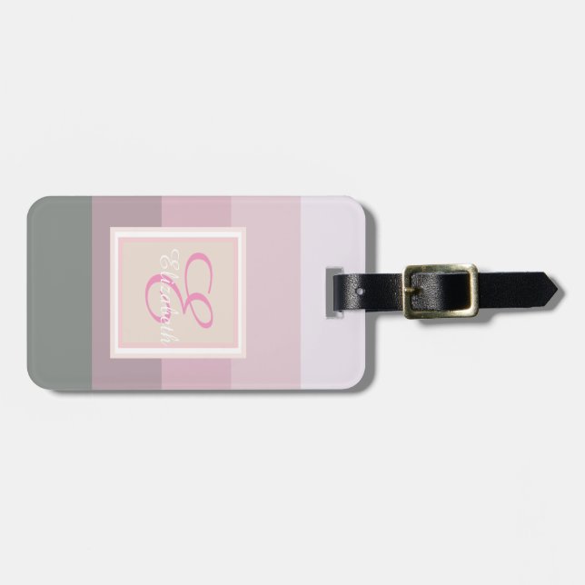 Farbenfrohe Ombre Streifen Monogram Personalisiert Gepäckanhänger (Vorderseite horizontal)