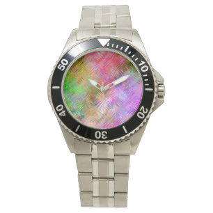 Farbenfrohe Opal Glassy Textur Armbanduhr