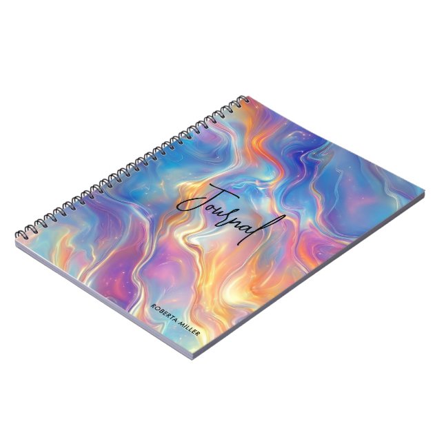 Farbenfrohe Opal-Wirbel-Marmor-Textur Notizblock (Linke Seite)