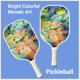 Farbenfrohe Orange Koi Fisch Mosaik Art Zen Pickleball Schläger