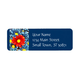 Farbenfrohe Orange Red Blue Gerber Daisies Blume
