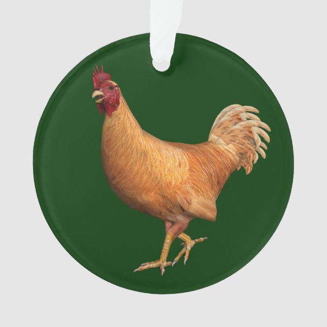 Farbenfrohe Orange Rooster Ornament (Vorderseite)