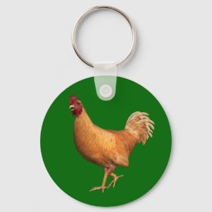 Farbenfrohe Orange Rooster Schlüsselanhänger