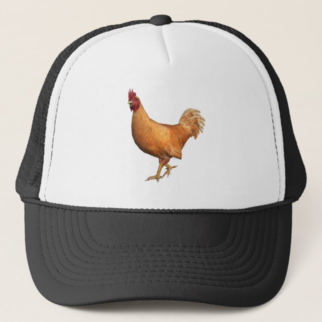 Farbenfrohe Orange Rooster Truckerkappe (Vorderseite)