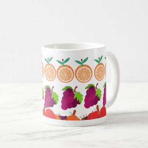 Farbenfrohe Orange & Trauben Kaffeetasse
