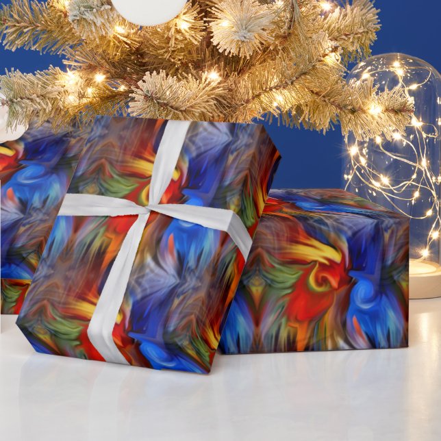 Farbenfrohe, orangefarbene, gelbe Abstrakte Kunst Geschenkpapier (Feiertage)