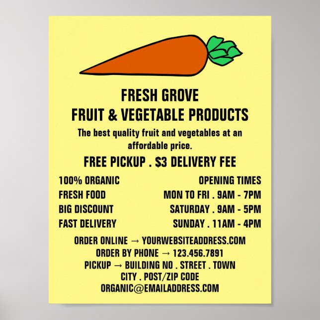 Farbenfrohe Orangenkarotte, Werbung für Lebensmitt Poster (Vorne)