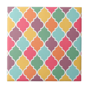 Farbenfrohe orientalische Quatrefolienmuster Fliese