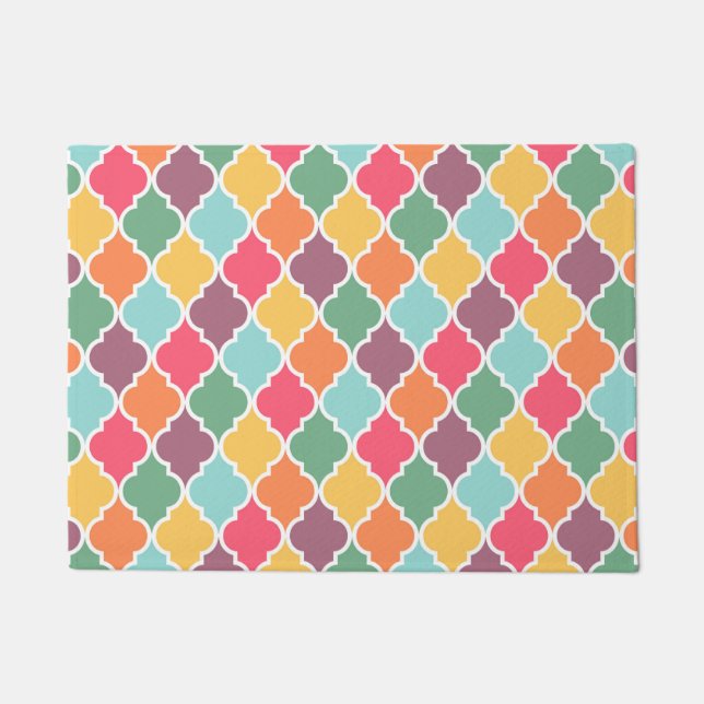 Farbenfrohe orientalische Quatrefolienmuster Fußmatte (Vorderseite)