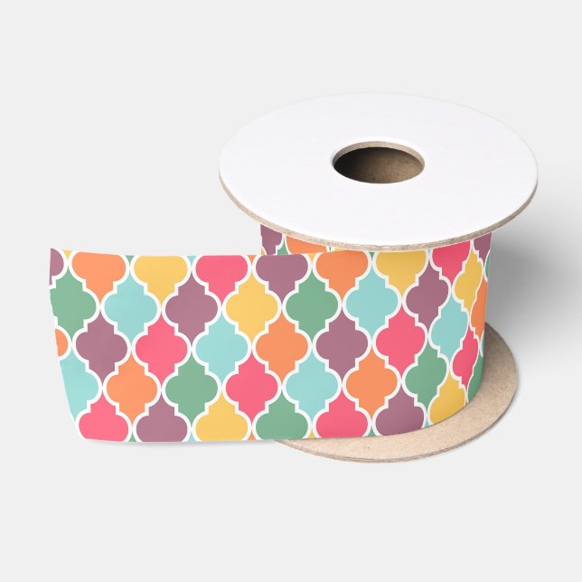 Farbenfrohe orientalische Quatrefolienmuster Satinband (Spule)