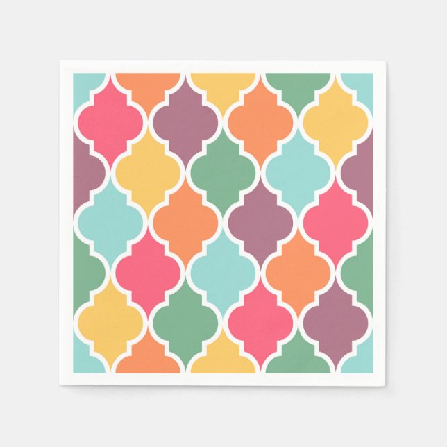Farbenfrohe orientalische Quatrefolienmuster Serviette (Vorderseite)