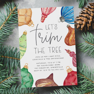 Farbenfrohe Ornamente Christas Tree Trimming Party Einladung