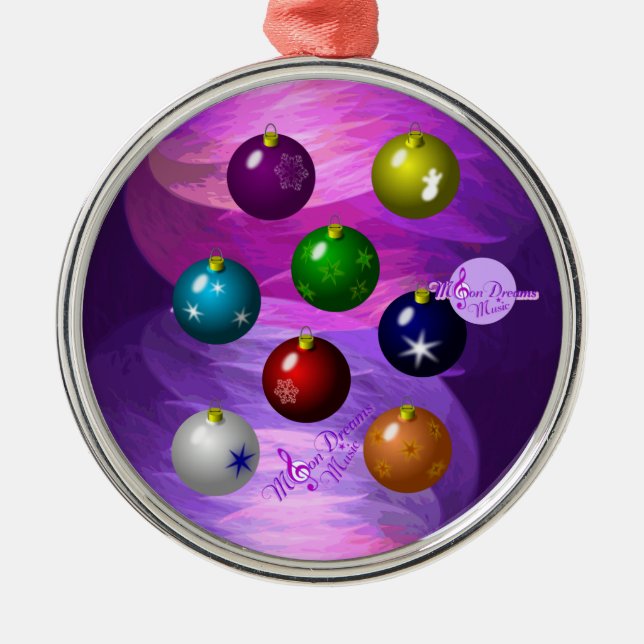 Farbenfrohe Ornamente Silver Round Christmas Ornam (Vorne)
