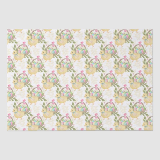 Farbenfrohe Ostereier Baby Hühner Blume Seidenpapier (Vorderseite)