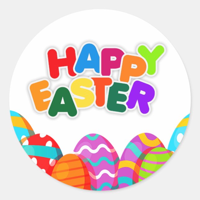 Farbenfrohe Ostereier - Frohe Ostern Runder Aufkleber (Vorderseite)