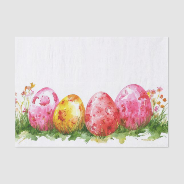 Farbenfrohe Ostereier mit Blume Seidenpapier (Vorderseite)
