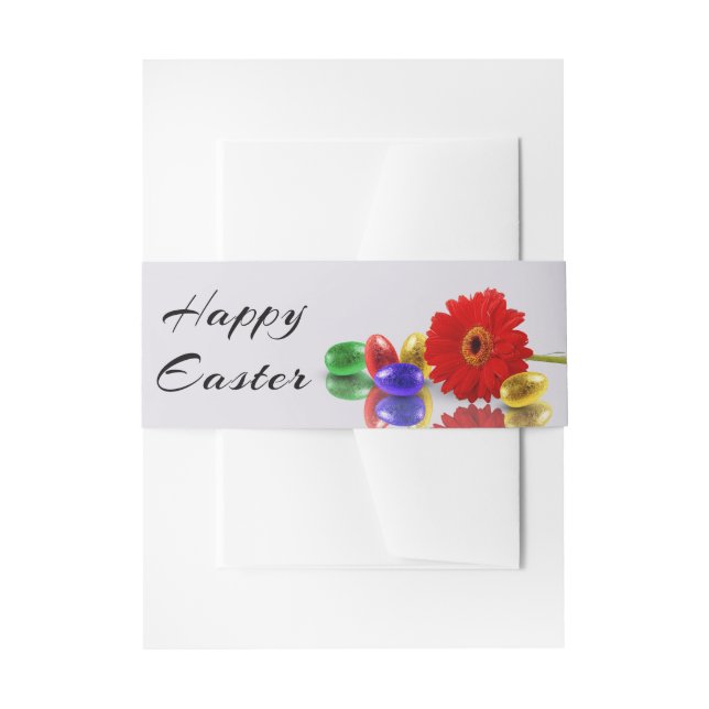 Farbenfrohe Ostereier mit Gerbera Einladungsbanderole (Vorderseite Beispiel)