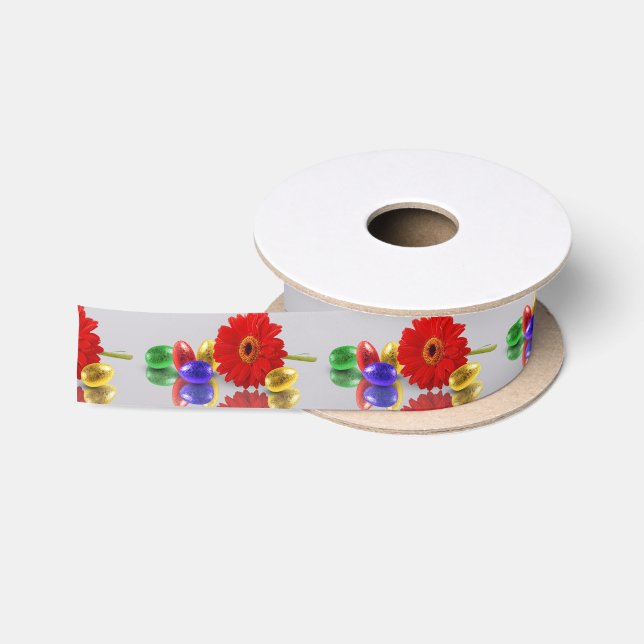 Farbenfrohe Ostereier mit Gerbera Satinband (Spule)