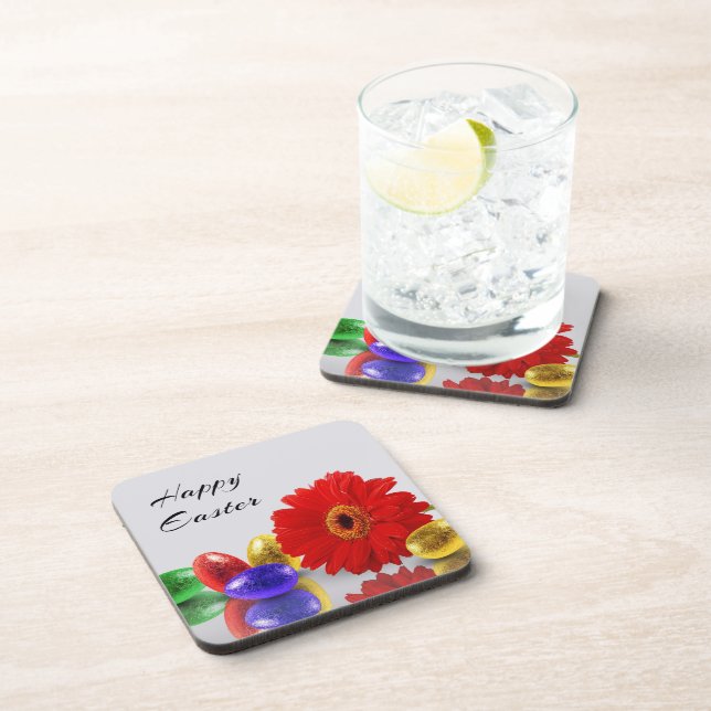 Farbenfrohe Ostereier mit Gerbera Untersetzer (Rechte Seite)