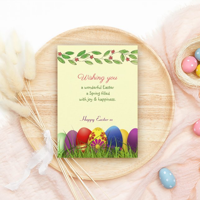Farbenfrohe Ostereier mit Graskarte Dankeskarte (Von Creator hochgeladen)