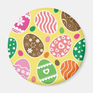 Farbenfrohe Ostereier Muster Gelber Hintergrund Magnet