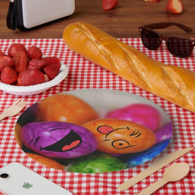 Farbenfrohe Ostereier Pappteller (Picknick)