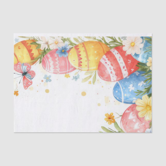 Farbenfrohe Ostereier und Blume Seidenpapier (Vorderseite)