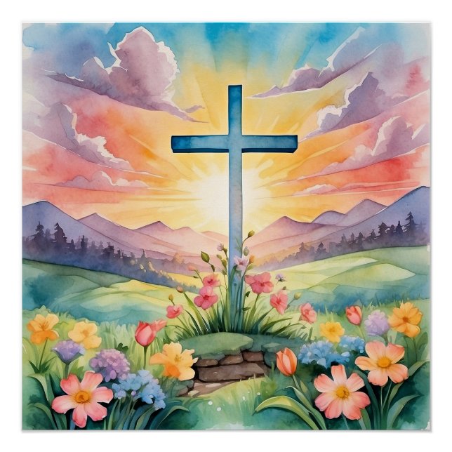 Farbenfrohe Osterkunst Poster (Vorderseite)