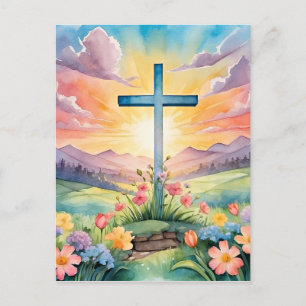 Farbenfrohe Osterkunst Postkarte