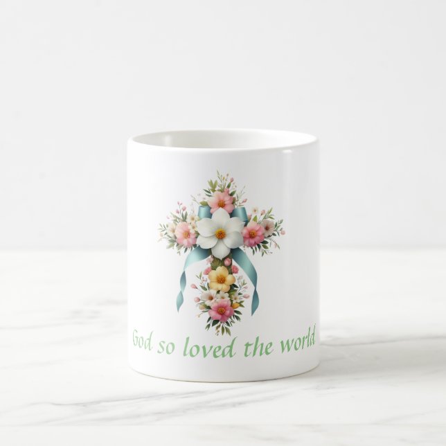 Farbenfrohe Ostern/Frühlingskreuz Kaffeetasse (Mittel)