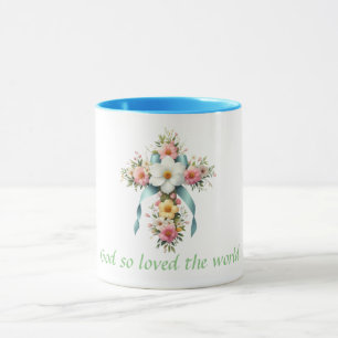 Farbenfrohe Ostern/Frühlingskreuz Tasse