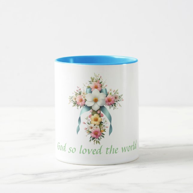 Farbenfrohe Ostern/Frühlingskreuz Tasse (Zentrum)