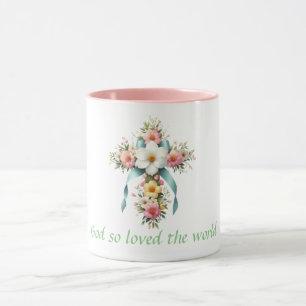 Farbenfrohe Ostern/Frühlingskreuz Tasse