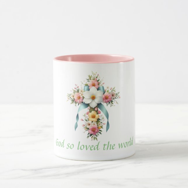 Farbenfrohe Ostern/Frühlingskreuz Tasse (Zentrum)