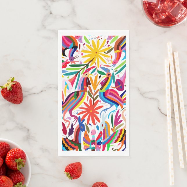 Farbenfrohe Otomi Print Dinner Napkins Serviette (Beispiel)