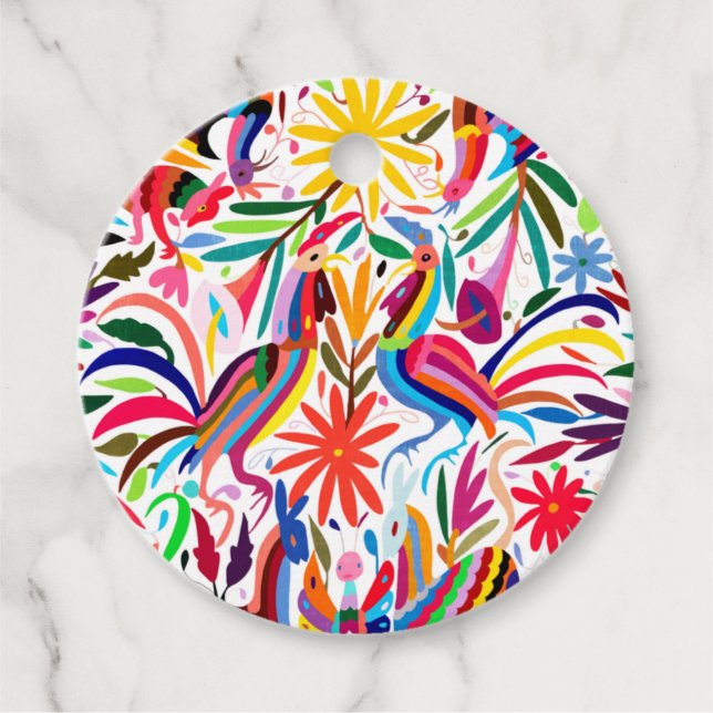 Farbenfrohe Otomi Print Geschenktafel Geschenkanhänger (Vorderseite)